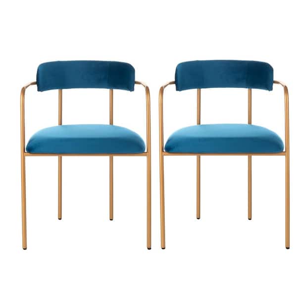 SAFAVIEH Camille Navy/Gold Accent Chair (Set of 2)