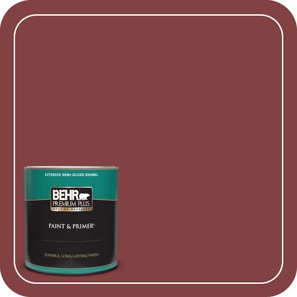 BEHR PREMIUM PLUS 1 qt. #S-H-130 Red Red Wine Semi-Gloss Enamel Exterior Paint & Primer
