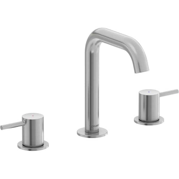 Duravit DuraCircle 8 in. Widespread Double Handle Bathroom Faucet with Drain Kit Included in Brushed Nickel