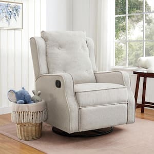 Linen Fabric Upholstered 360° Swivel Glider Rocker Recliner Modern Nursery Chair (Set of 1)