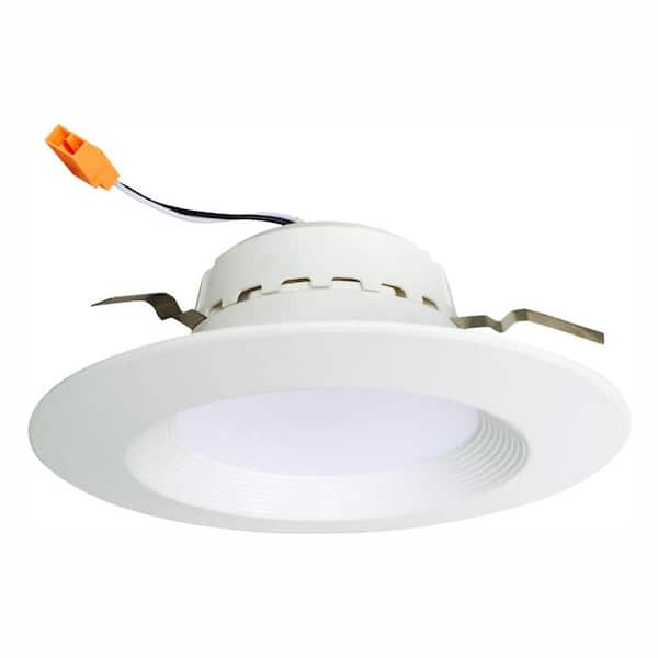 Euri Lighting 4 in. 75-Watt Equivalent 13-Watt, Matte White Dimmable Recessed Integrated LED Downlight Trim
