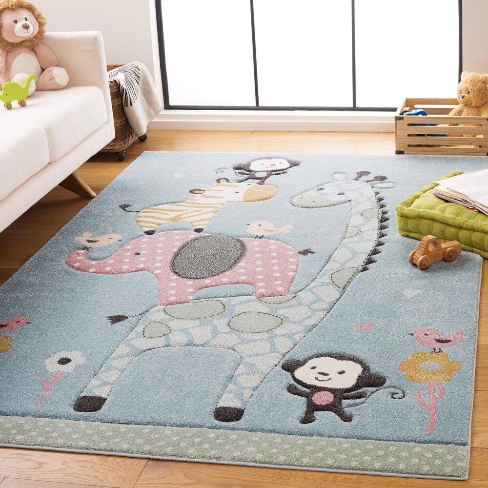 Carousel Kids 5 X 8 Blue Animal Print Area Rug price history on PriceWatchPro
