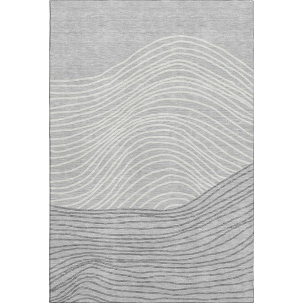 Mayfield Premium Machine Washable Abstract AMF2350 Gray 10 ft. x 14 ft. Area Rug