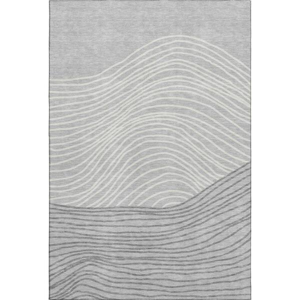 Mayfield Premium Machine Washable Abstract AMF2350 Gray 9 ft. x 12 ft. Area Rug