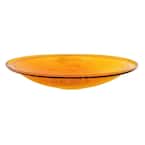 14 in. Dia Mandarin Orange Reflective Crackle Glass Birdbath Bowl
