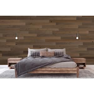 1/8 in. x 5 in. x 12-42 in. Peel and Stick Brown Wooden Decorative Wall Paneling (10 sq. ft./Box)