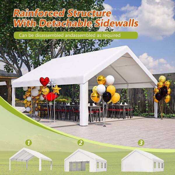 20 ft. x 20 ft. Outdoor White Party Tent with Storage Bags