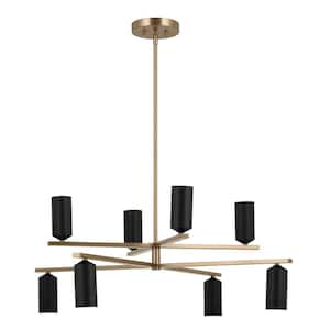 Gala 36 in. 8-Light Champagne Bronze and Black LED Modern Shaded Tiered Chandelier for Dining Room