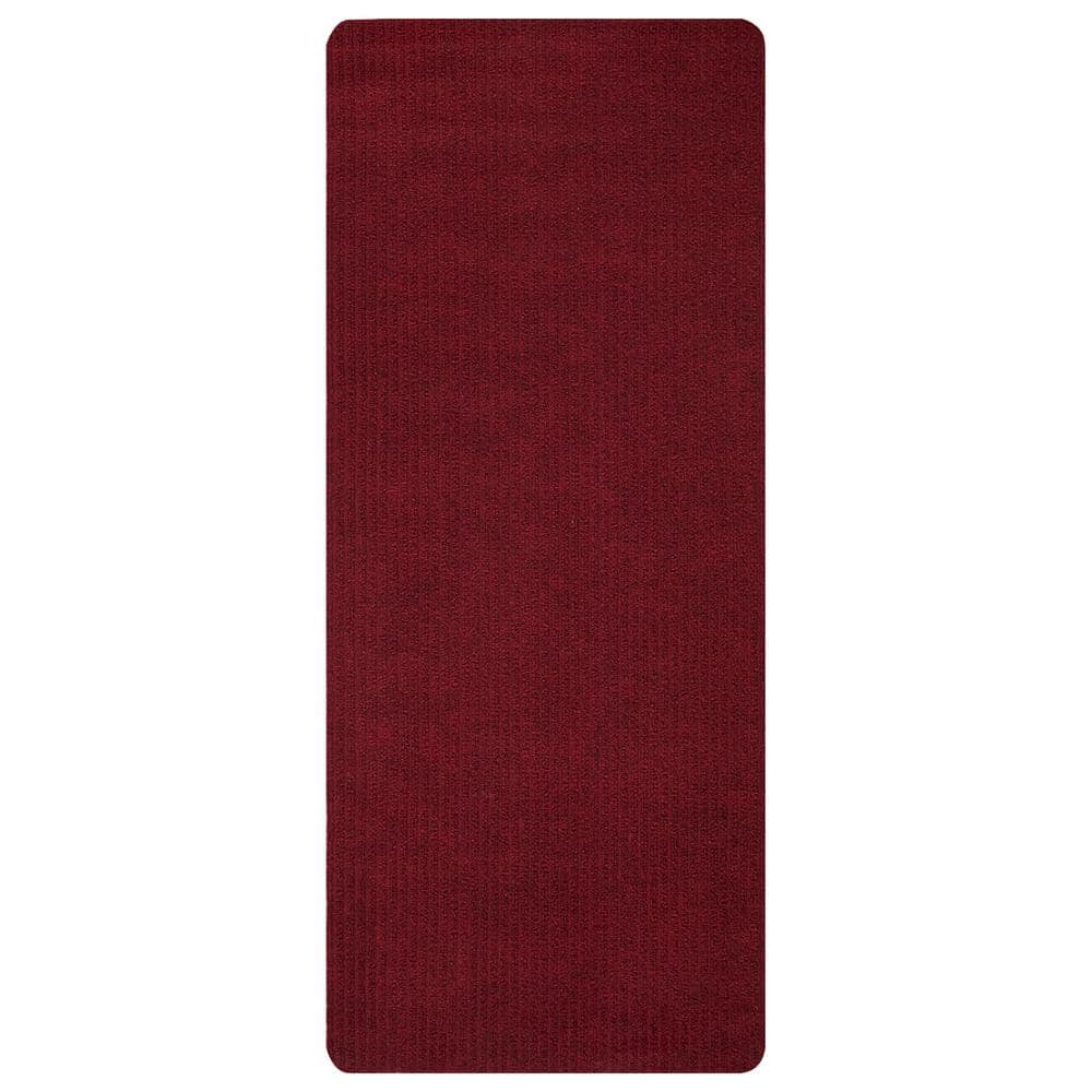 Ottomanson Lifesaver Collection Red 2 ft. 7 in x 9 ft. 10 in. Utility Ribbed Indoor/Outdoor Runner Rug