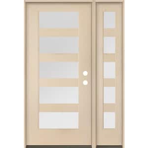 ASCEND Modern 50 in. x 80 in. Left-Hand/Inswing 5-Lite Satin Glass Unfinished Fiberglass Prehung Front Door with RSL