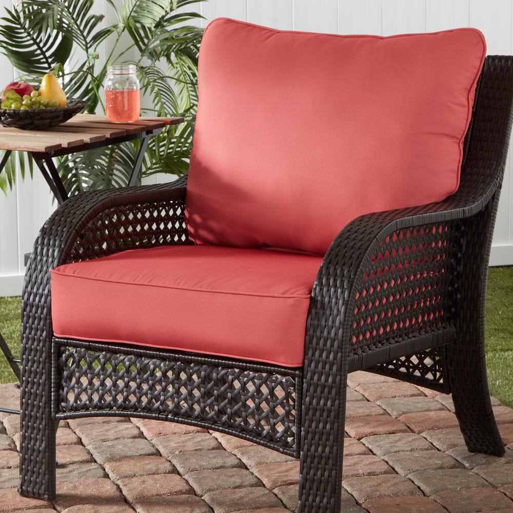 Coral Polyester Outdoor Deep Seat Cushion Set