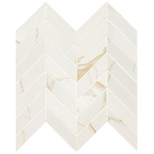 Ader Calacatta Chevron 12 in. x 15 in. Matte Porcelain Mesh-Mounted Mosaic Floor and Wall Tile (10 sq. ft./Case)