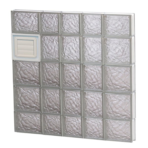 Clearly Secure 32.75 in. x 34.75 in. x 3.125 in. Frameless Ice Pattern Glass Block Window with Dryer Vent