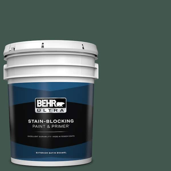 BEHR ULTRA 5 gal. #BXC-33 Jolly Green Satin Enamel Exterior Paint & Primer