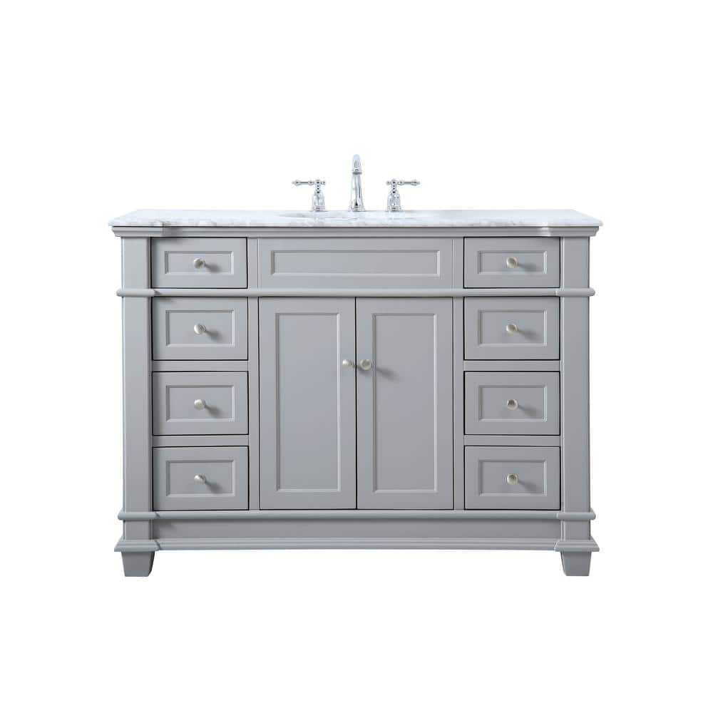 Timeless Home 48 in. W x 21.5 in.D x 35 in.H Single Bath Vanity in Grey wit