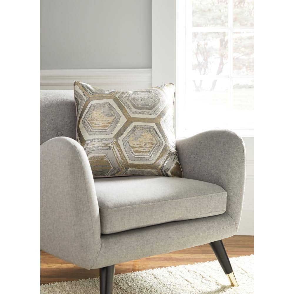 Metallic Silver and Gold Geometric 20" Square Throw Pillow