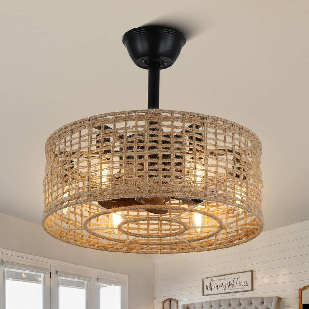 18 in. Indoor Black Caged Standard Ceiling Fan with LED and Remote price history on PriceWatchPro