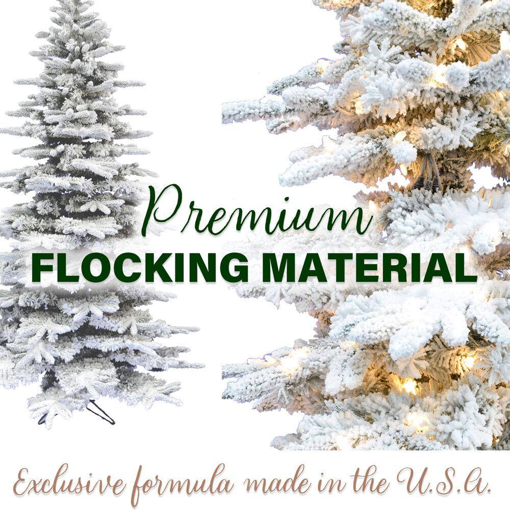 Slim Mountain Pine Flocked 7.5-Foot Christmas Tree with PVC Needles