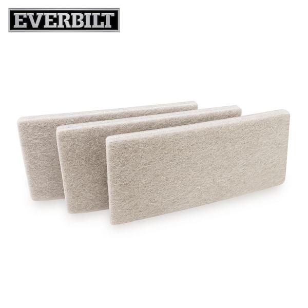 2 in. x 4 in. Beige Rectangular Felt Heavy Duty Self Adhesive Furniture Pads (3-Pack)