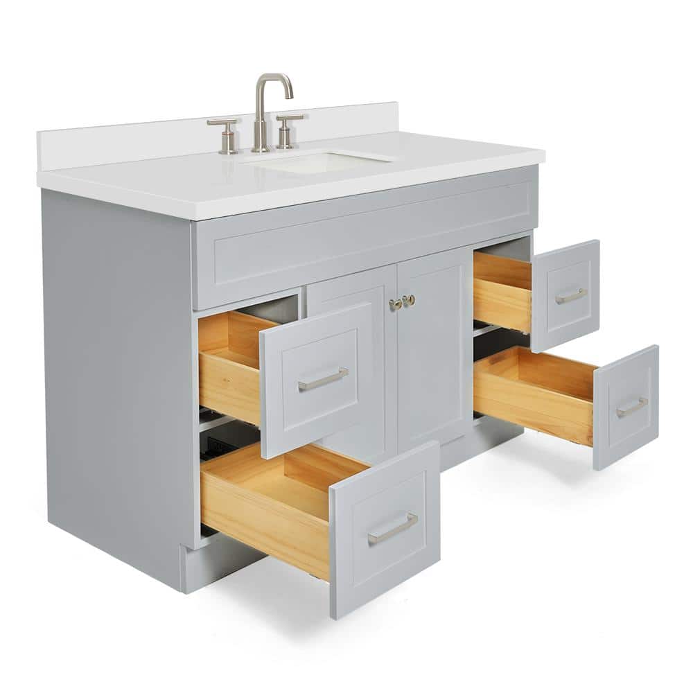 Gray 55" Freestanding Single Basin Vanity with Quartz Countertop