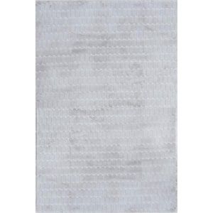 Nia Machine Washable Silver 5 ft. x 8 ft. Solid Area Rug