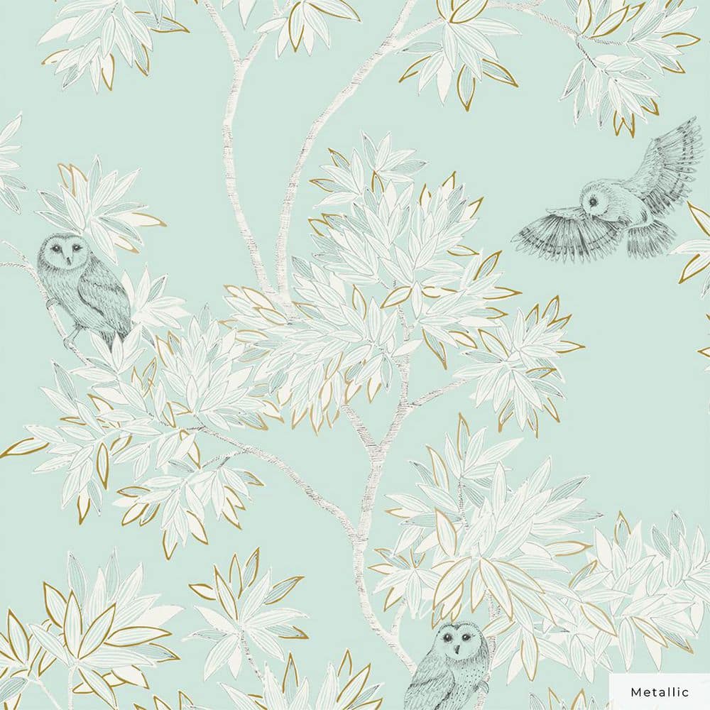 Metallic Celeste Parliament Owls Unpasted Wallpaper Roll (Covers 56 sq. ft.) price history on PriceWatchPro