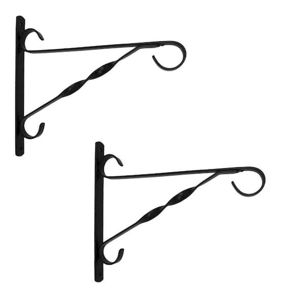 8 Inch Natural Wood Wall Mounted Curved Hooks Indoor Outdoor Hanging Planter Brackets with Screws Space Saving 2-Pack