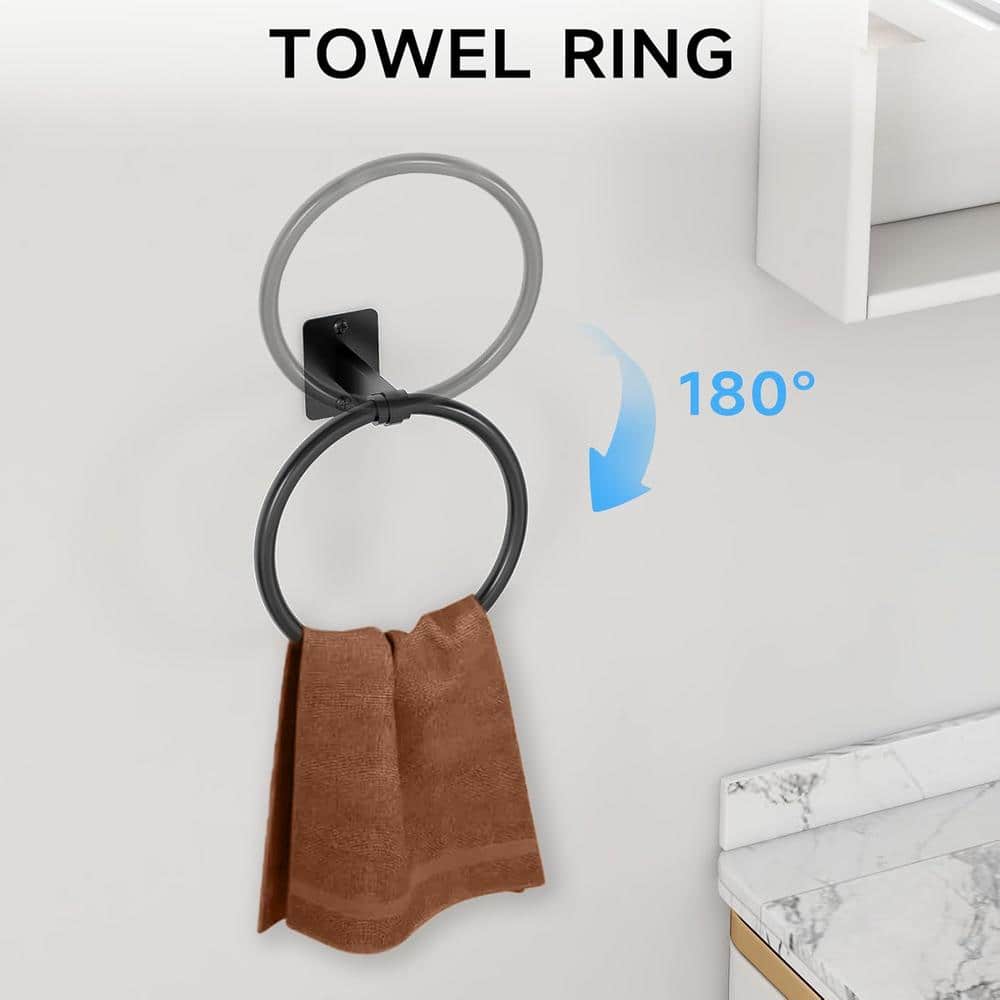 Matte Black 4-Piece Metal Bathroom Hardware Set