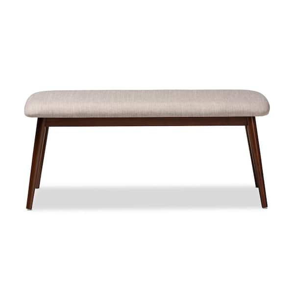 Baxton Studio Flora Light Gray and Walnut Fabric Dining Bench