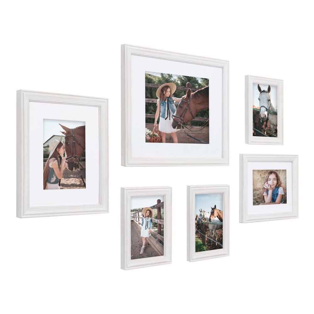 Bordeaux White Wood 6-Piece Wall Frame Set
