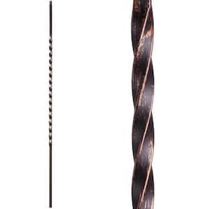Twist and Basket 44 in. x 0.5 in. Oil Rubbed Bronze Long Single Twist Solid Wrought Iron Baluster