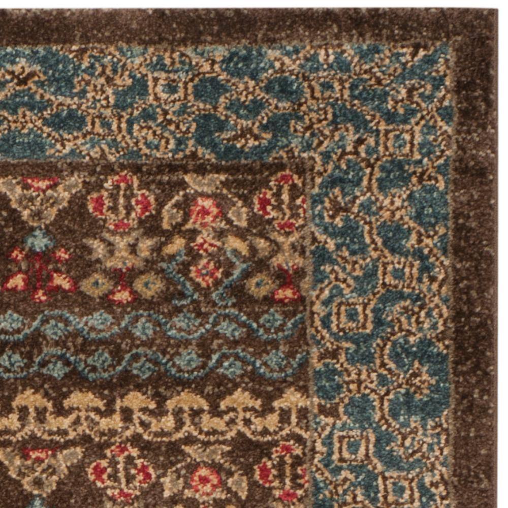 Mahal Navy and Red Synthetic Persian Style Runner Rug