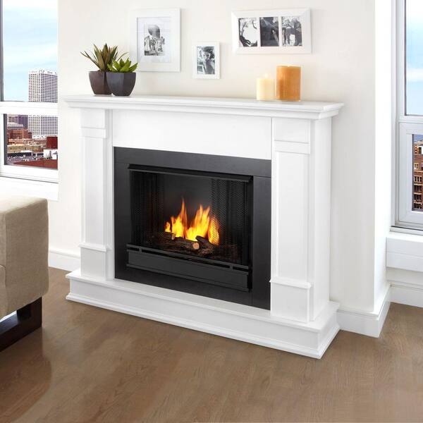 Real Flame Silverton 48 in. Gel Fuel Fireplace in White