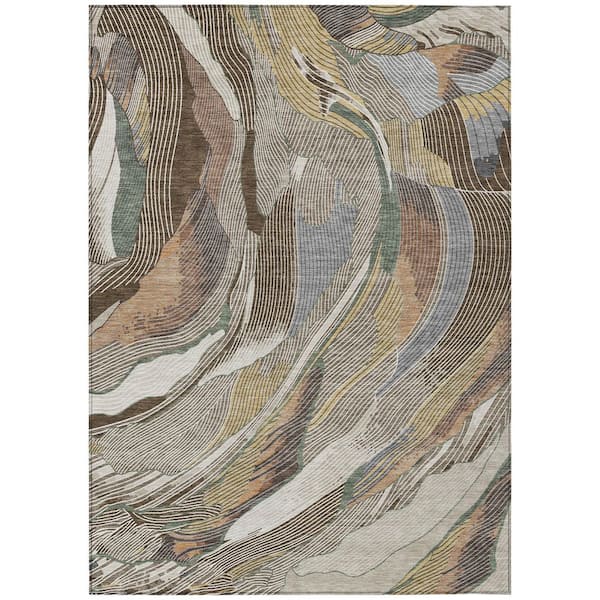 Chantille Machine Washable Indoor/Outdoor Abstract ACN3040 Taupe 9 ft. x 12 ft. Area Rug