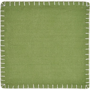 Olive 15 in. x 15 in. Green Embroidered Edge Cotton Square Placemats (Set of 4)