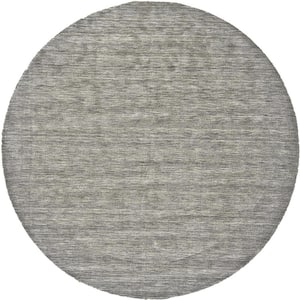 10' Round Gray and Ivory Solid Color Area Rug