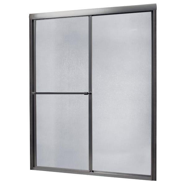 CRAFT + MAIN Tides 44 in. to 48 in. x 70 in. H Framed Sliding Shower Door in Brushed Nickel and Rain Glass