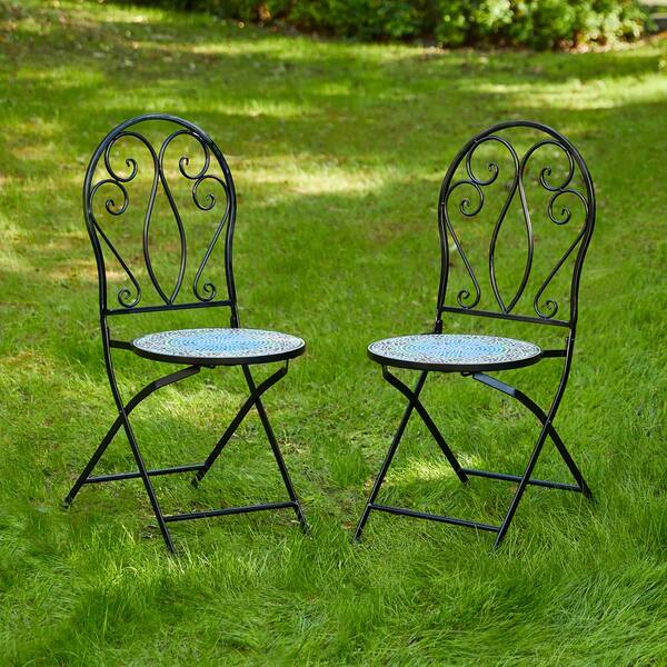 Glitzhome (Set of 2) 36.5 in. H Outdoor Metal Folding Green