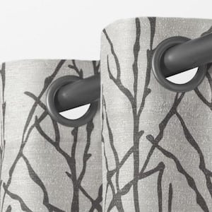 Branches Black Pearl Nature Light Filtering Grommet Top Curtain, 54 in. W x 63 in. L (Set of 2)