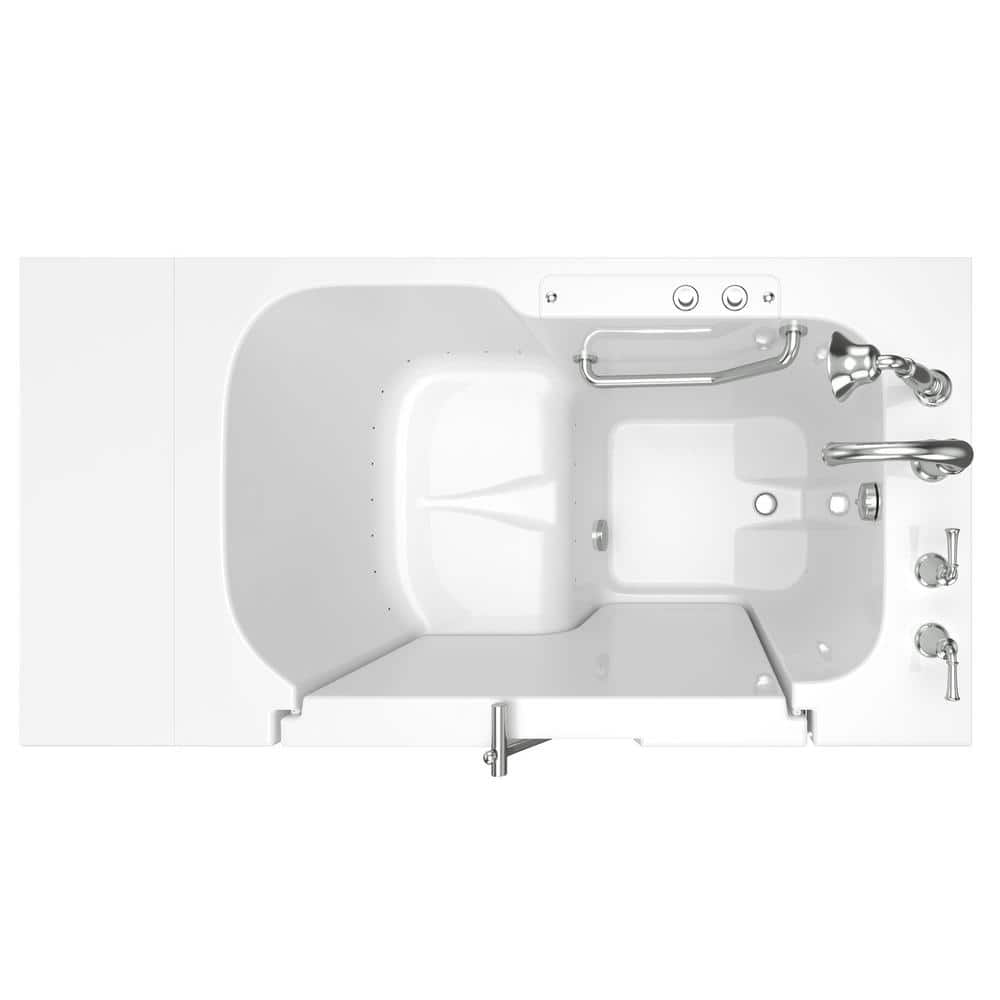 52'' White Fiberglass Walk-In Air Bathtub with Chrome Faucet
