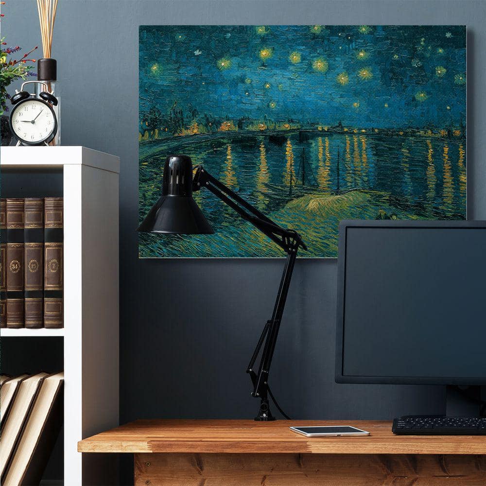 Starry Night Over the Rhone Blue Canvas Wall Art 36" x 48"