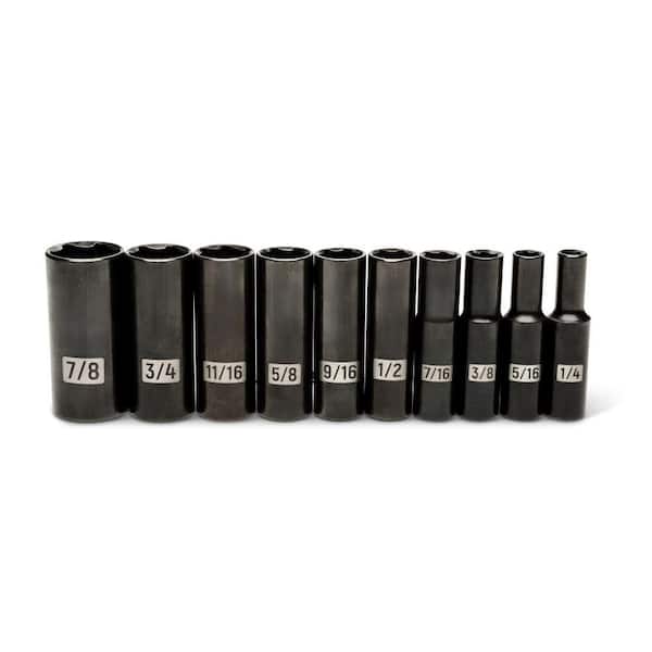Bite 3/8 in. Drive SAE Deep 6 Point Impact Socket Set (10-Piece)