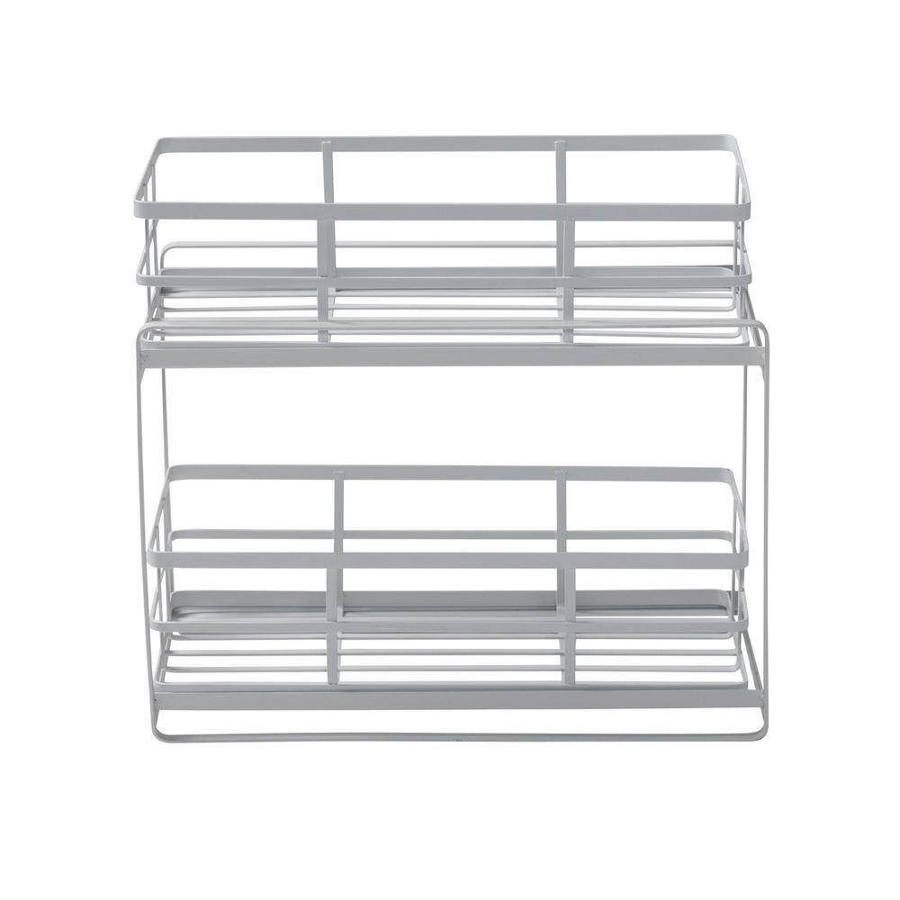 White Steel 2-Tier Sliding Basket Organizer