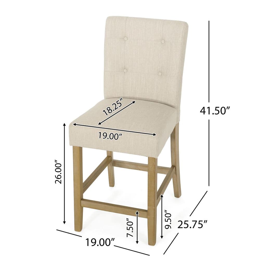 Beige and Weathered Brown High Back Counter Stools Set