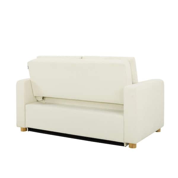 Serta Tampa 66.1 in. Ivory Polyester Full Size Convertible