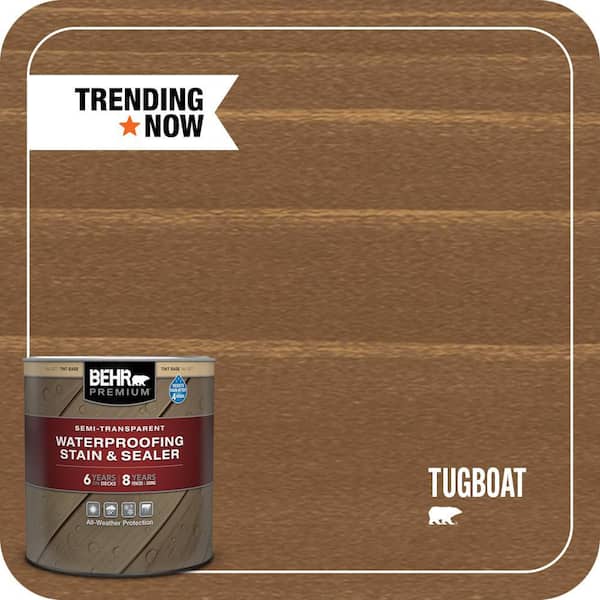 BEHR PREMIUM 1 qt. #ST-141 Tugboat Semi-Transparent Waterproofing Exterior Wood Stain and Sealer