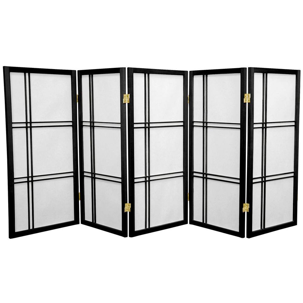 Oriental Furniture 3 ft. Short Double Cross Shoji Screen Black 5