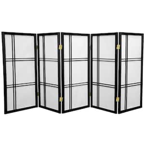 3 ft. Short Double Cross Shoji Screen - Black - 5 Panels