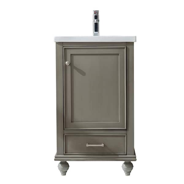 Melissa 20.5 in. W x 16 in. D x 34.5 in. H Bath Vanity in Silver Gray with Ceramic Vanity Top in White with White Sink