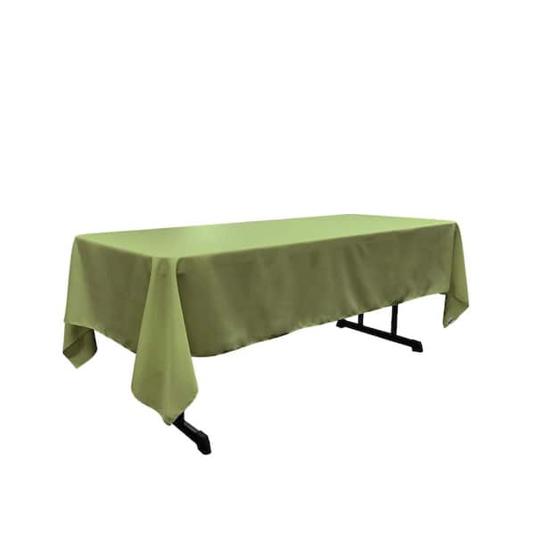 LA Linen Polyester Poplin 60 in. x 144 in. Dark Sage Rectangular Tablecloth